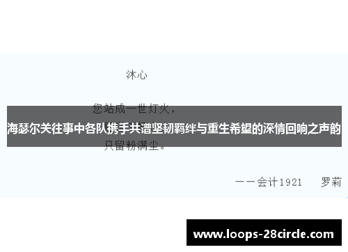 海瑟尔关往事中各队携手共谱坚韧羁绊与重生希望的深情回响之声韵